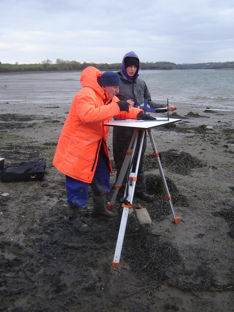A Plane Table survey exercise being carried on the wreck of the Helping Hand